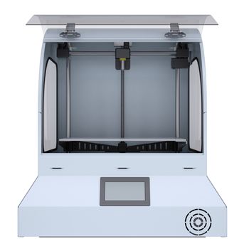 3d printer. Isolated render on black background