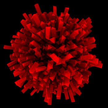 Abstract sphere red. Isolated render on a black background