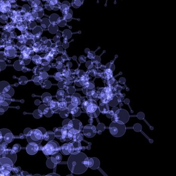 Abstract DNA molecule. X-ray render on black background