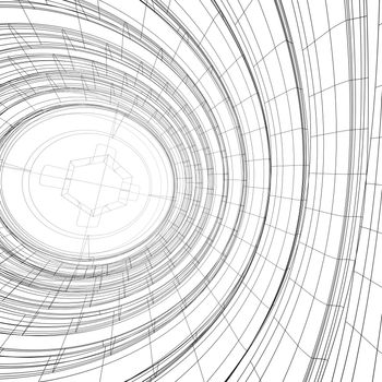 Wire-frame spiral. Isolated render on a white background