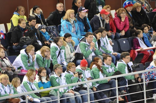 Spectators at speed skating short-trek stadium, Russia