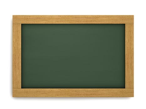 Education, training and school blank wooden blackboard or chalkboard with central green surface on white background.