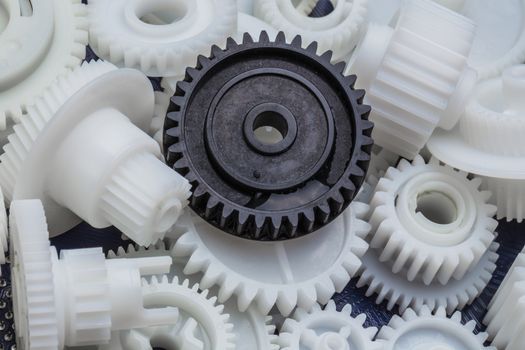The plastic gear. Photo fragment of machine.