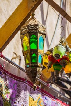 Arab street lanterns in the city of Dubai in the United Arab Emirates