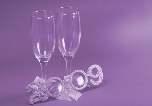 New year party with champagne glasses