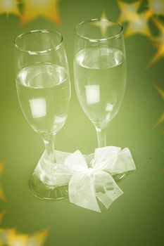 New year party with champagne glasses