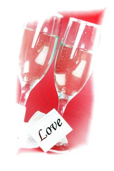 Couple celebrating valentine's day with champagne.