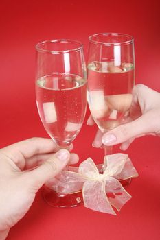 New year party with champagne glasses