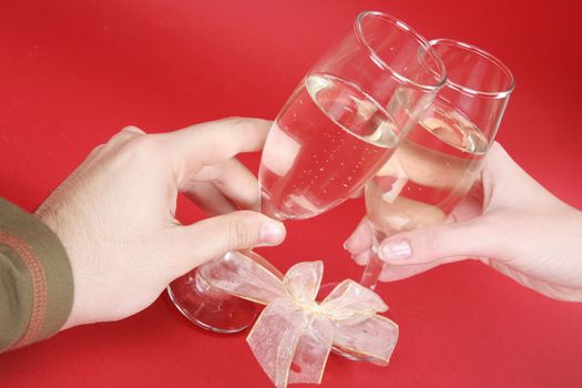 New year party with champagne glasses