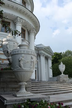 Vintage vase on the steps of the palace