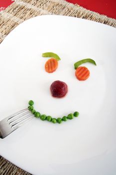 Happy face mande by vegetables ! Diet concept.