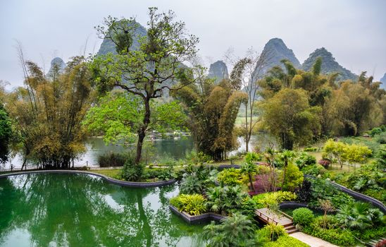 The famous landscape of Guilin in yangshuo,Guangxi province of China.