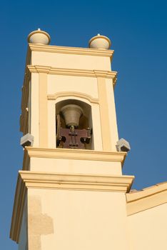 Detail take of a traditional Mediterranean belfry