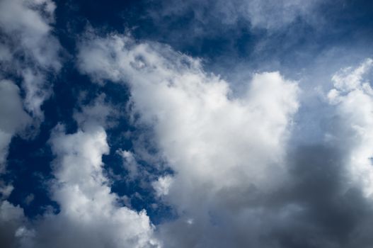 Mix of white and dark clouds in a moody sky