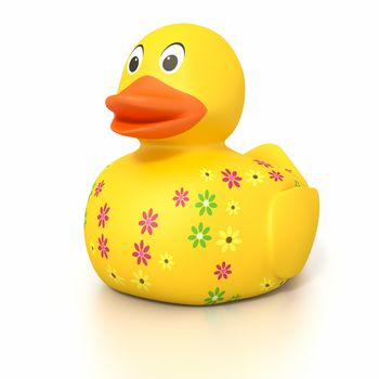 An image of a rubber duck with flowers