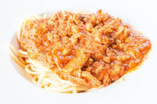 Close up spaghetti tomato sauce, stock photo