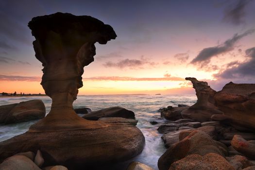 Stunning  sunrise and rock formations at Noraville, Central Coast, NSW Australia  (with 0.9 and 0.6 ND grat)
