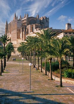 The magnificent 13th century Gothic cathedral at Palma, Majorca, Spain.
