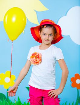 Lovely Young girl wearing colorful summer clothing on Fashion and Beauty Summer theme