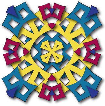 abstract fullcolor fabric stylized aztec mandala sun