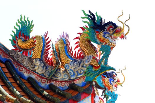 Chinese style dragon statue on roof