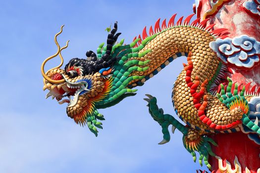 Chinese dragon on beautiful sky background