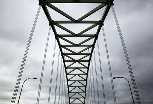 Suspension Bridge on a gray cloudy day