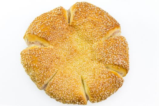 closeup Taro bread with sesame isolate on white background