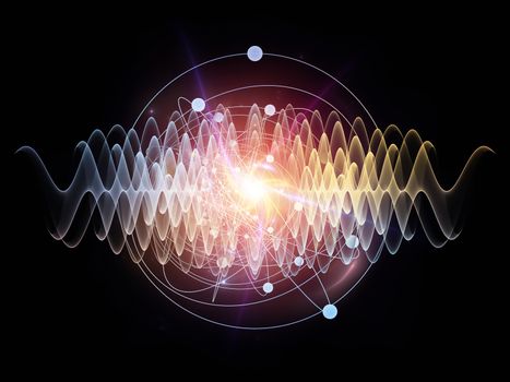 Atomic series. Abstract concept of atom and quantum waves illustrated with fractal elements