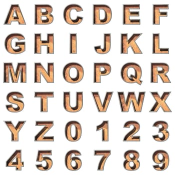 old metal alphabet set on white background