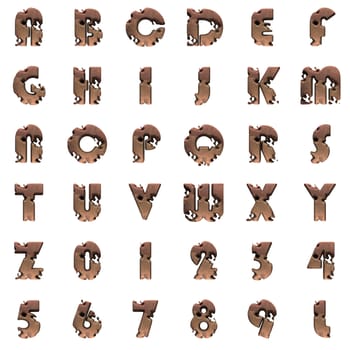 old metal alphabet set on white background