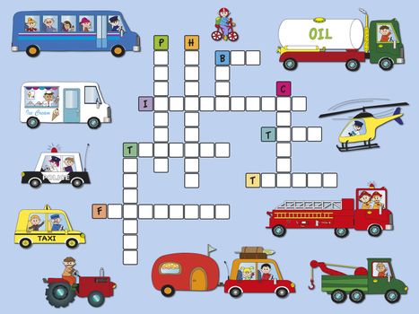 game for children: crossword transport