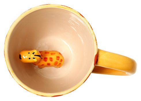 Adorable Giraffe Coffee Mug Top View Ceramic Painted Giraffe Isolated