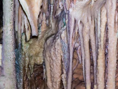 Colorful stalagmites in the cave