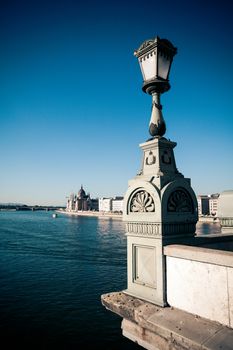 BUDAPEST, HUNGARY - AUGUST 2: Hungarian Parliament Building view from Chain Bridge, Budapest, Hungary