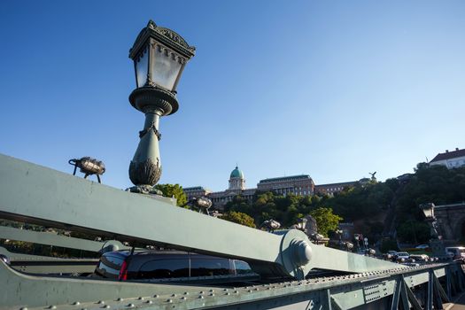 BUDAPEST, HUNGARY - AUGUST 2: Buda Castle view from Chain Bridge, Budapest, Hungary
