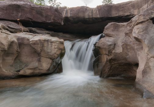 Waterfalls flow down the hole at ubon ratchathani, Thailand.