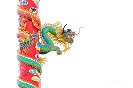 Colorful Dragon statue in Chinese style isolated on white