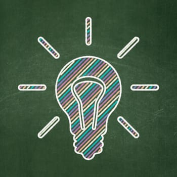 Business concept: Light Bulb icon on Green chalkboard background, 3d render