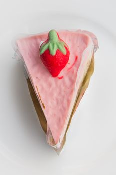 Closeup of Strawberry Cheesecake  with sliced strawberries