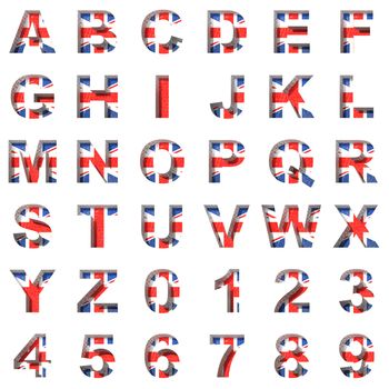 Great Britain alphabet set on white background