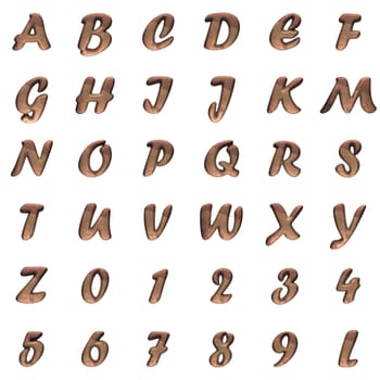 old metal alphabet set on white background