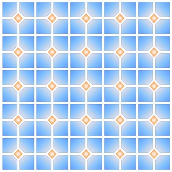 Geometric colorful seamless blue and orange tile pattern