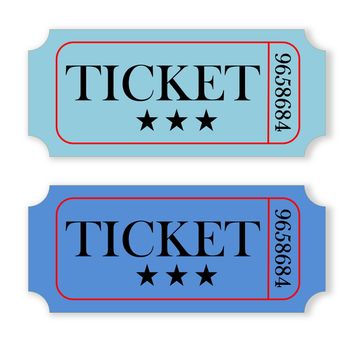 Two blue vintage tickets isolated in white background