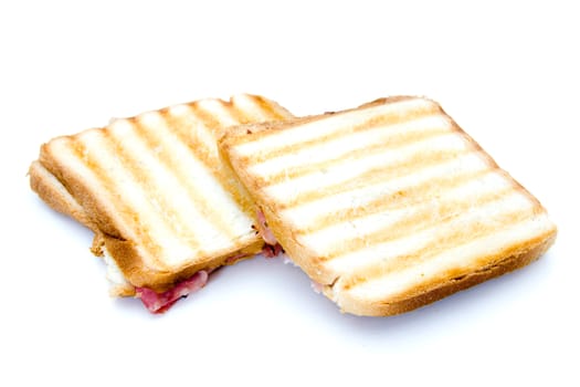 Grilled sandwich on white background