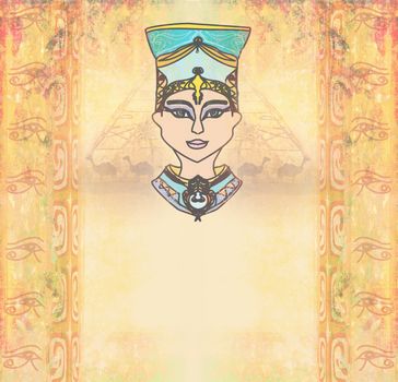 grunge background with Egyptian queen