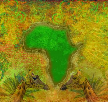 grunge background with continent of africa