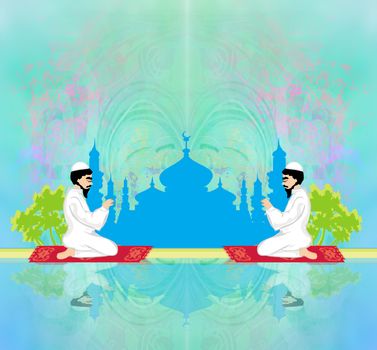 abstract religious background - muslim men praying