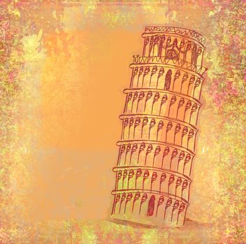 The Leaning Tower, Pisa, Italy, Europe - vintage abstract card