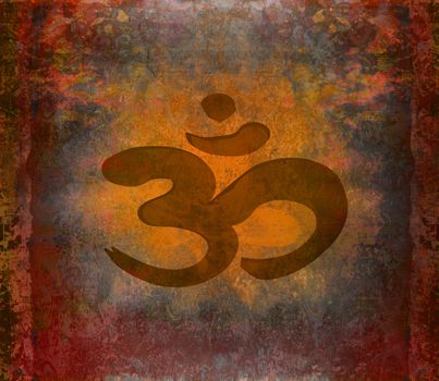 om aum symbol on a grunge texture